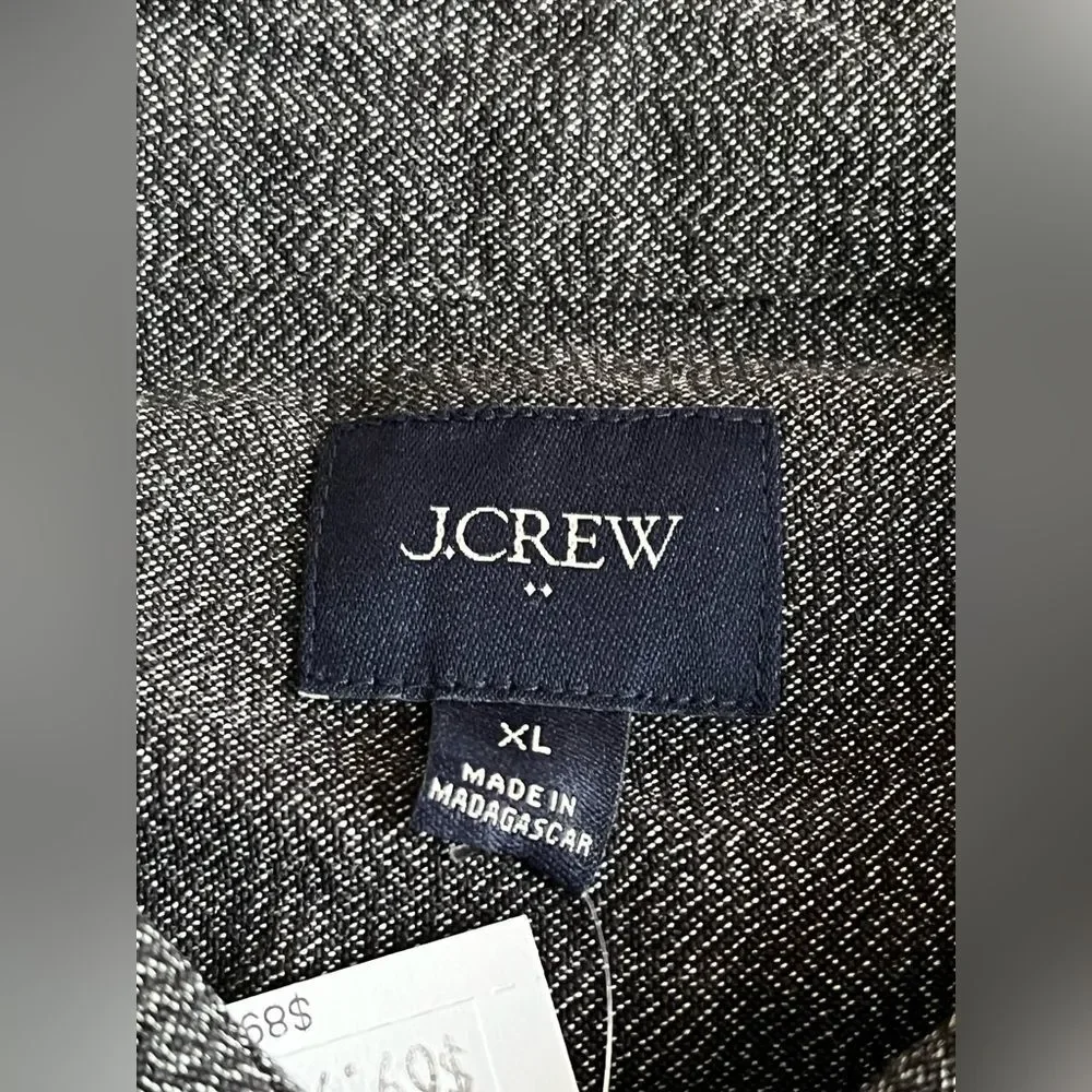 J Crew Men's Jaspé Shirt Button Front Classic Black 100% Cotton NEW
